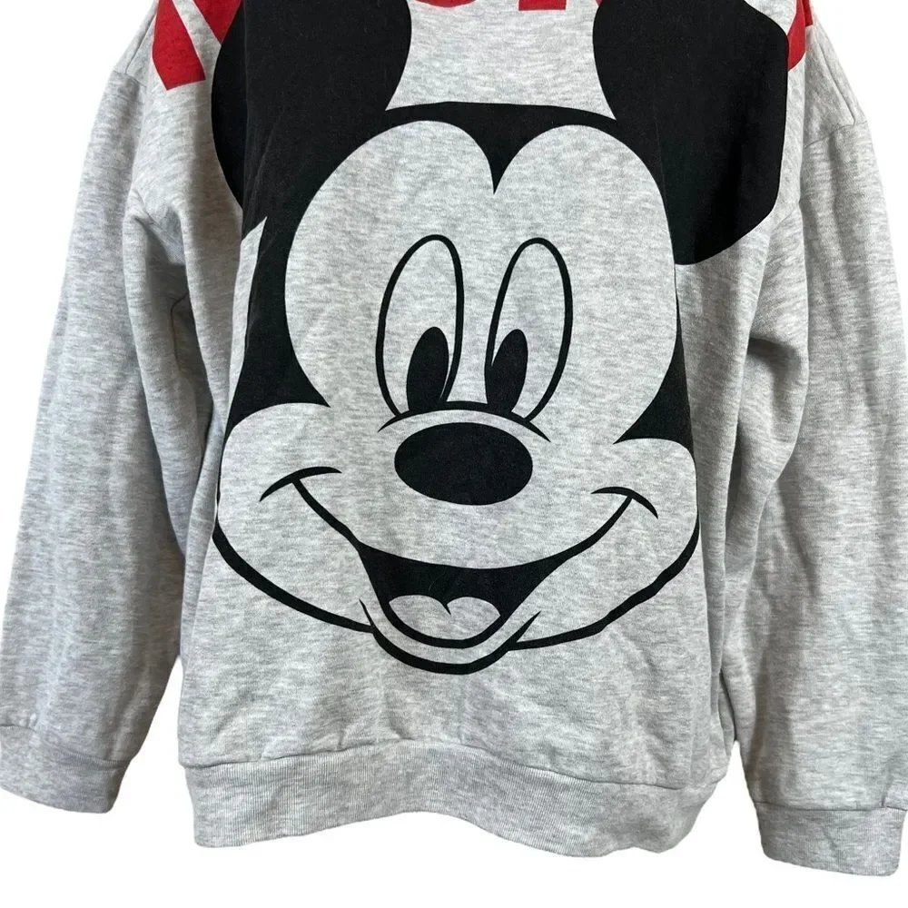 Disney Mickey Mouse Heather Gray Crew Neck Sweatshirt